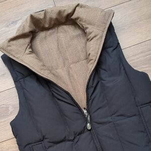 Eddie Bauer Men's Goose Down Quilted Reversible Puffer Vest - Black & Brown - S